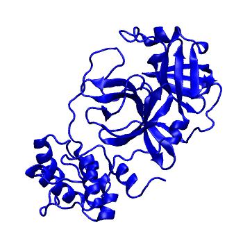 Structure preview of Folding@home molecular dynamics simulations of Diamond Light Source / XChem X-ray structures of small molecule inhibitors of the SARS-CoV-2 main protease from the COVID Moonshot; project 13433, run 166