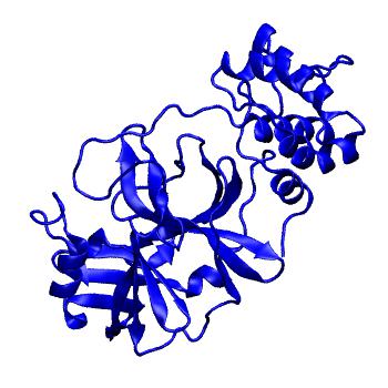 Structure preview of Folding@home molecular dynamics simulations of Diamond Light Source / XChem X-ray structures of small molecule inhibitors of the SARS-CoV-2 main protease from the COVID Moonshot; project 13432, run 255