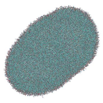 Structure preview of Umbrella sampling window 0.9 of siRNA translocation through the LNP-endosome stalk
