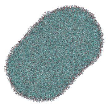 Structure preview of Umbrella sampling window 5.9 of siRNA translocation through the LNP-endosome stalk